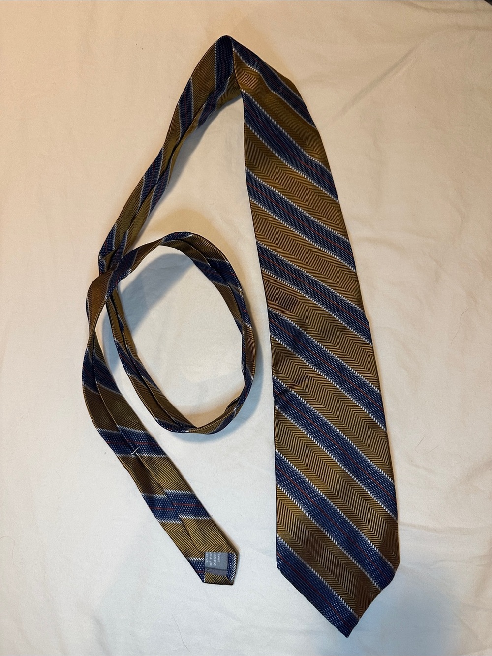 Hickey Freeman Brown and Blue Diagonal Stripe Tie